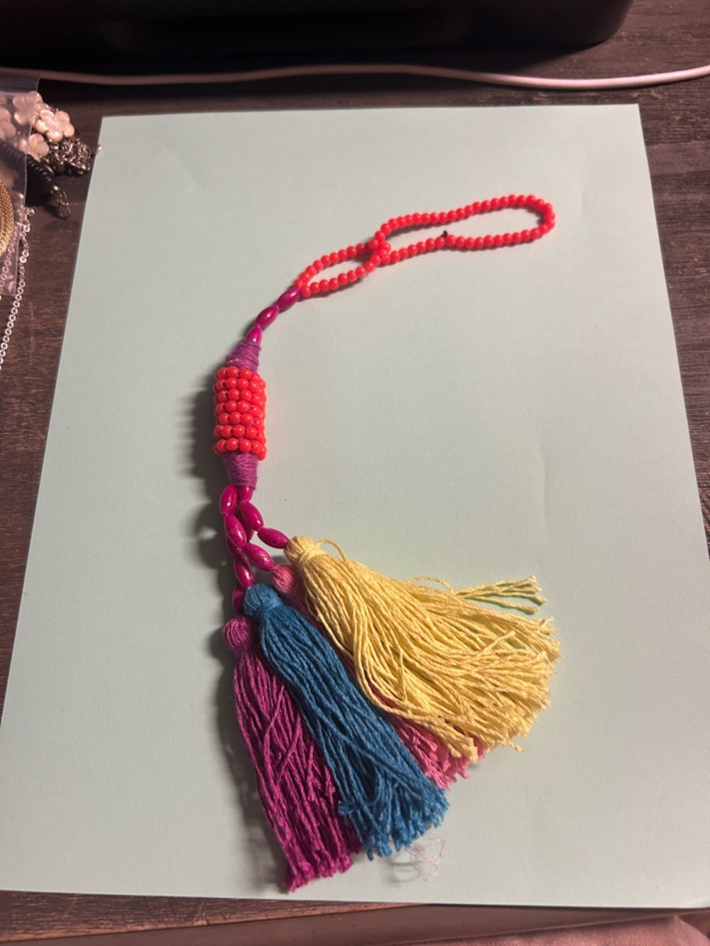 Colorful Beaded Tassel Purse Charm - Multicolor
